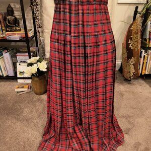 Women's Christmas Plaid Pleated Skirt M